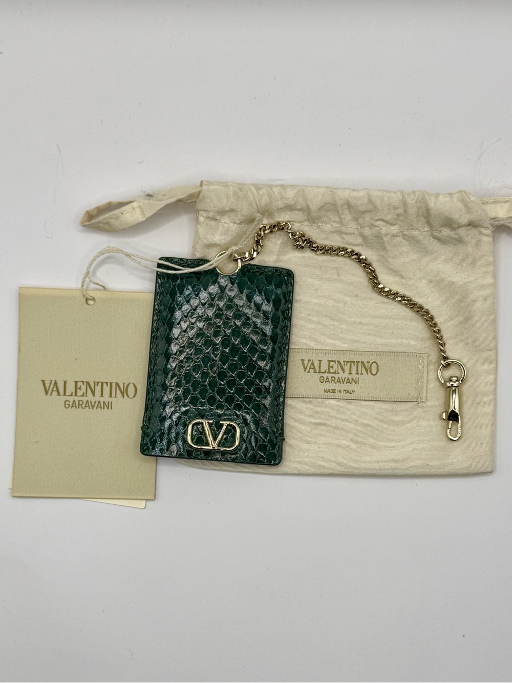 Valentino Garavani Python V-Logo Keychain - Valentino Authenticity Certificate